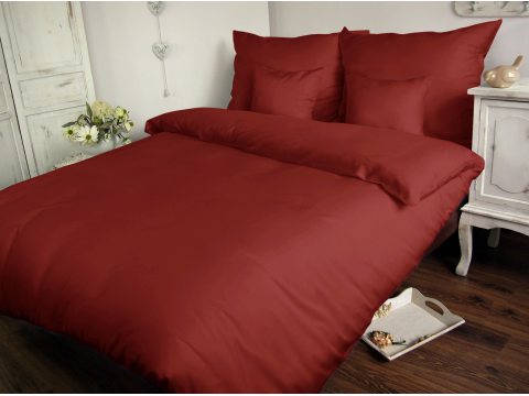 Komplet pościeli z bawełny satynowej jednobarwnej  Carmen 200x220 Bordo    20053 Komplet pościeli z bawełny satynowej jednobarwnej  Carmen 200x220 Bordo    20053