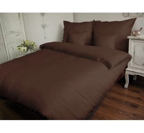 Komplet pościeli satynowej jednobarwnej Carmen 180x200 Brązowy 80053