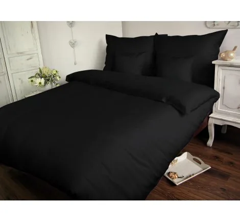 Jednobarwna pościel satynowa Carmen 160x200 Czarny 966