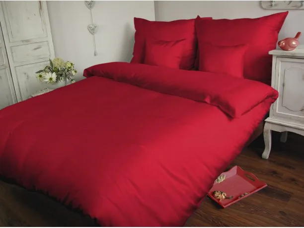 Komplet pościeli satynowej jednobarwnej Carmen 180x200 Czerwony 029