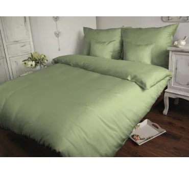 Pościel satynowa jednobarwna Carmen 140x200 Oliwka 70006