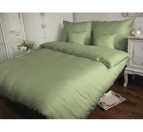 Pościel satynowa jednobarwna Carmen 140x200 Oliwka 70006