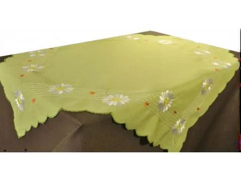 Bieżnik Zielony 85x85 Margaretki – Haftowana Serweta