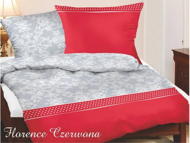 Komplet pościeli satynowej bawełnianej Greno 180x200 Florence czerwona Gold line