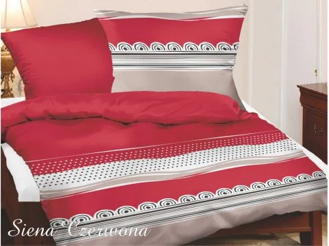 Komplet pościeli satynowej bawełnianej 180x200 Siena czerwona Gold Line Greno