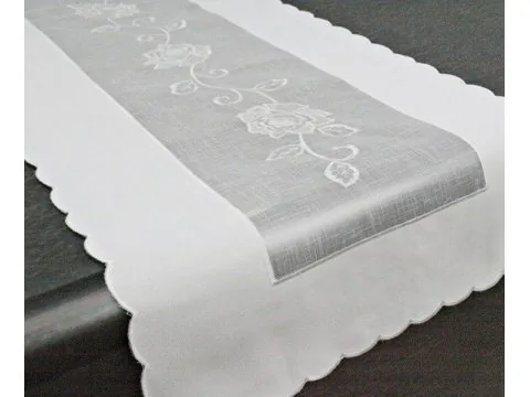 Szal z różą 40x140 biały 822