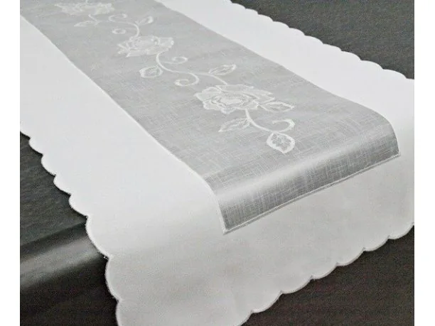 Szal z różą 40x140 biały 822