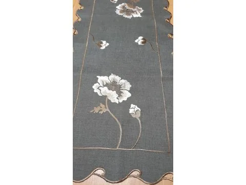 Bieżnik dekoracyjny - Haftowana Beżowa Róża - 40x90 - Brązowy 0635