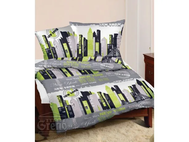 Pościel z bawełny 220x200 Bielbaw New York Limonka Nowy Jork