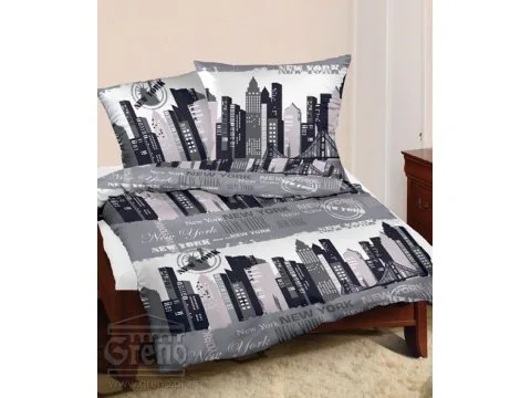 Pościel z bawełny 160x200 Bielbaw New York Grafit Nowy Jork
