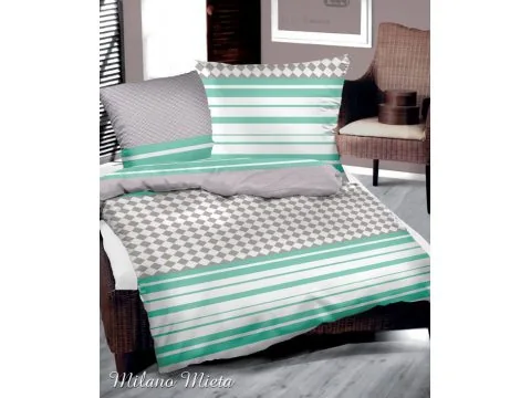 Pościel satynowa 160x200 Milano Mięta Greno Gold Line