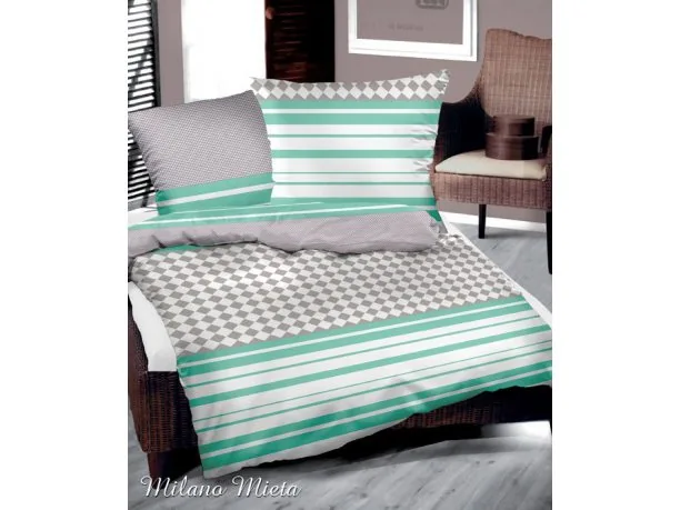 Komplet pościeli satynowej 220x200 Milano Mięta Greno Gold Line