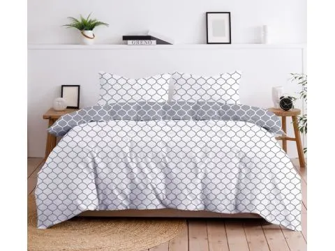 Pościel bawełniana Bielbaw 140x200 Decor – geometryczny deseń marokański, biało-szara elegancja Pościel bawełniana Bielbaw 140x200 Decor – geometryczny deseń marokański, biało-szara elegancja