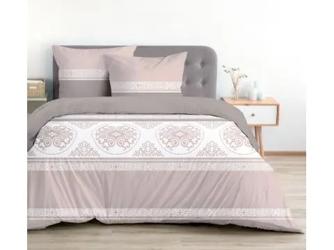 Pościel bawełniana Bielbaw 140x200 Versus Beige – elegancki wzór orientalny, biało beżowy