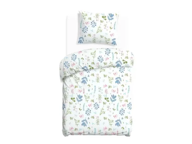 Pościel flanelowa 140x200 – ciepło, komfort na zimowe noce - pastelowe kwiaty i liście, wiosenny motyw