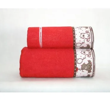 Ręcznik dla dzieci Sweet Bear 70x125 Czerwony Greno