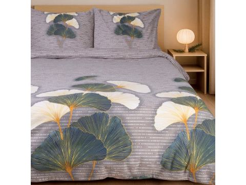 Pościel flanelowa 180x200 – Przytulna i elegancka, z motywem liści miłorzębu, w ciepłej ciemno szarej odsłonie na zimowe noce Pościel flanelowa 180x200 – Przytulna i elegancka, z motywem liści miłorzębu, w ciepłej ciemno szarej odsłonie na zimowe noce