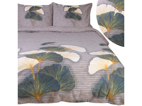 Pościel flanelowa 180x200 – Przytulna i elegancka, z motywem liści miłorzębu, w ciepłej ciemno szarej odsłonie na zimowe noce Pościel flanelowa 180x200 – Przytulna i elegancka, z motywem liści miłorzębu, w ciepłej ciemno szarej odsłonie na zimowe noce