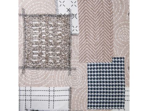 Pościel z flaneli 180x200 – nowoczesny wzór na beżowym tle, geometryczne akcenty - miękka i ciepła Pościel z flaneli 180x200 – nowoczesny wzór na beżowym tle, geometryczne akcenty - miękka i ciepła