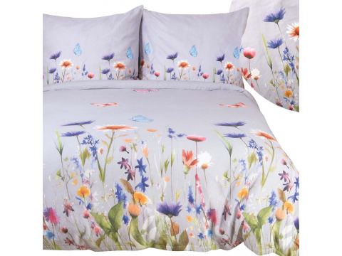 Pościel flanelowa 180x200 – szara w kolorowe drobne kwiatki, miękka i ciepła Pościel flanelowa 180x200 – szara w kolorowe drobne kwiatki, miękka i ciepła