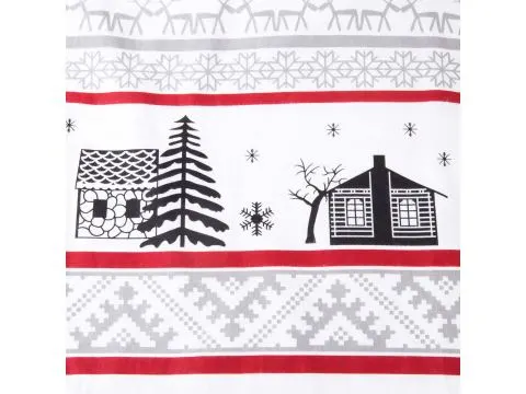 Pościel flanelowa 140x200 na zimę – gwiazdki i choinki, białe tło