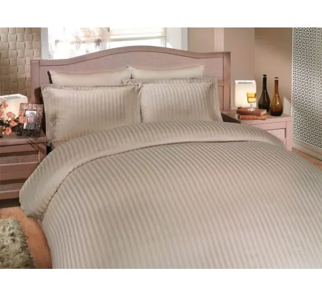 Komplet pościeli bambusowej Stripe Beige 160x200
