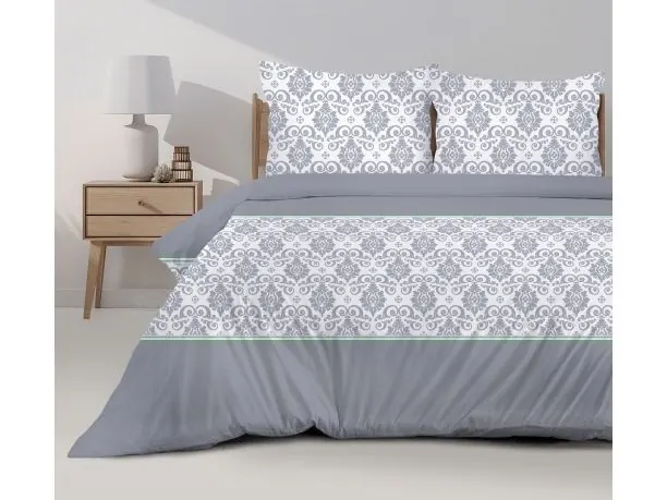 Pościel bawełniana Bielbaw 140x200 + 70x80 Paradis Natura – szary wzorek