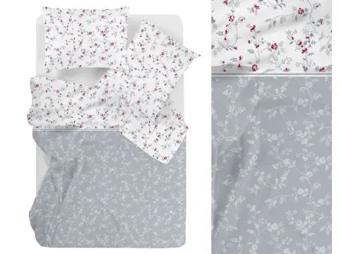 Pościel bawełniana Bielbaw 220x200 Dolce Vita – kwiatowy wzór biało szary Pościel bawełniana Bielbaw 220x200 Dolce Vita – kwiatowy wzór biało szary