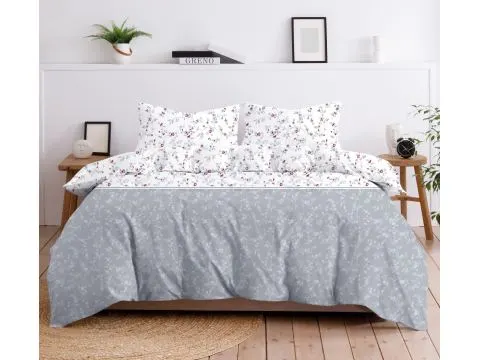 Pościel bawełniana Bielbaw 220x200 Dolce Vita – kwiatowy wzór biało szary Pościel bawełniana Bielbaw 220x200 Dolce Vita – kwiatowy wzór biało szary