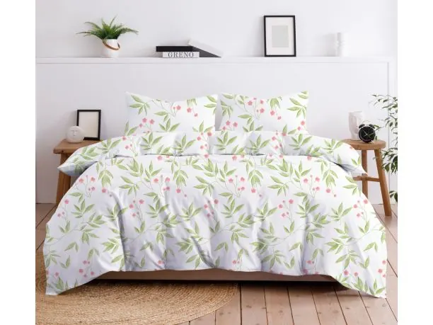 Pościel bawełniana Bielbaw 160x200 Monday Morning – różowe kwiatuszki