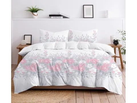 Pościel bawełniana Bielbaw 160x200 New Joy – duże kwiaty szaro różowe Pościel bawełniana Bielbaw 160x200 New Joy – duże kwiaty szaro różowe