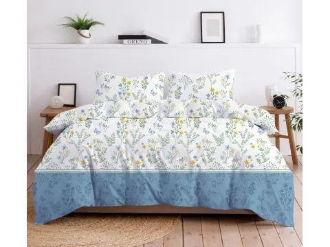 Pościel bawełniana Bielbaw 160x200 Santorini – niebieski kwiaty Pościel bawełniana Bielbaw 160x200 Santorini – niebieski kwiaty