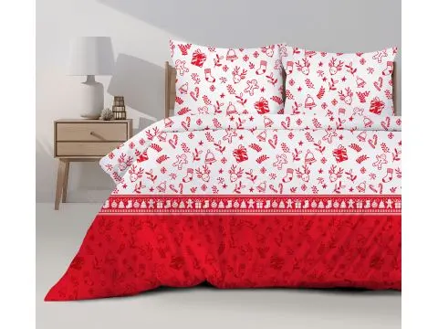 Pościel bawełniana Bielbaw 160x200 świąteczna niespodzianka – biało czerwona Pościel bawełniana Bielbaw 160x200 świąteczna niespodzianka – biało czerwona