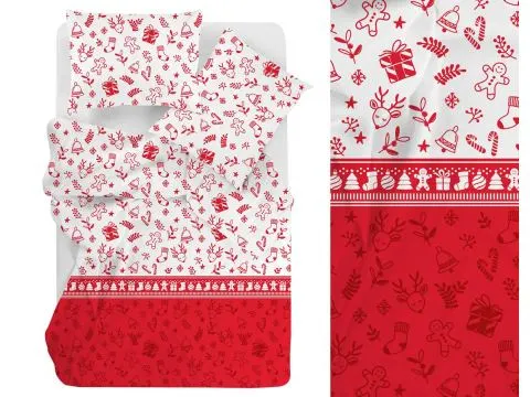 Pościel bawełniana Bielbaw 220x200 świąteczna niespodzianka – biało czerwona Pościel bawełniana Bielbaw 220x200 świąteczna niespodzianka – biało czerwona