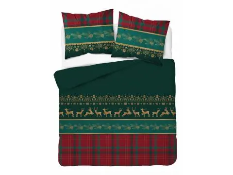 Pościel flanelowa 160x200 – świąteczne złote renifery