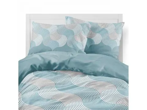Pościel flanelowa 160x200 – geometryczny wzór w kolorze miętowym