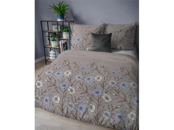 Pościel flanelowa 160x200 – drobne niebieskie kwiatuszki
