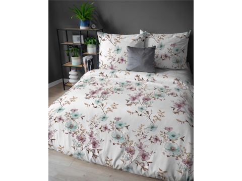 Pościel flanelowa 160x200 – pastelowe kwiatki na jasnym tle Pościel flanelowa 160x200 – pastelowe kwiatki na jasnym tle