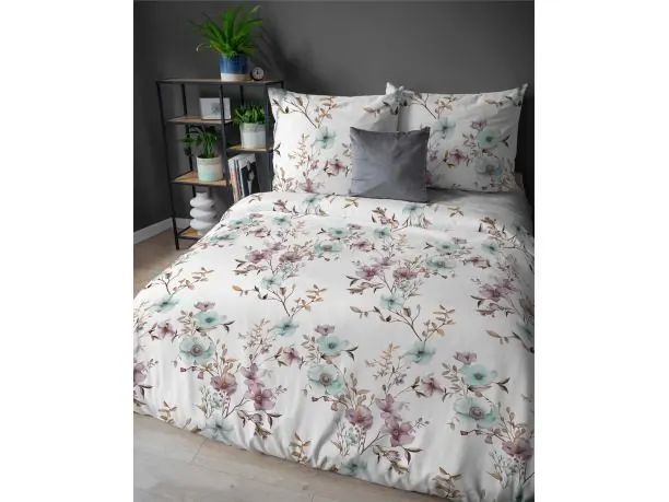 Pościel flanelowa 220x200 – pastelowe kwiatki na jasnym tle