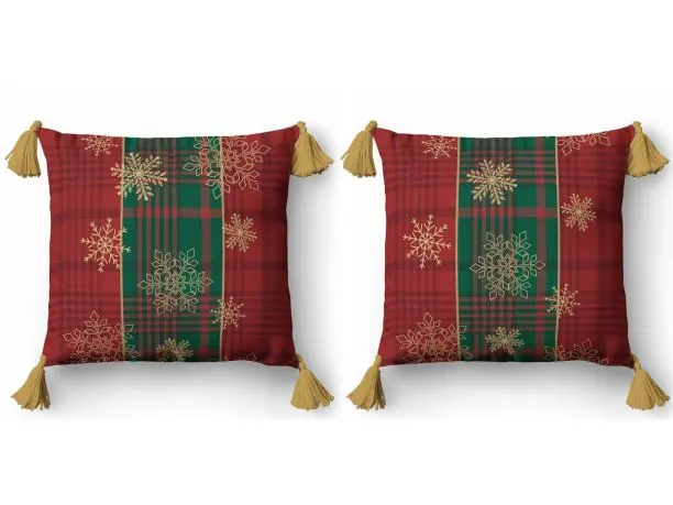 Poszewka świąteczna 45x45 cm Panama – złote śnieżynki