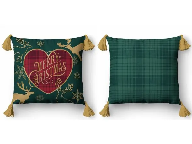 Poszewka świąteczna 45x45 cm Panama – Merry Christmas, śnieżynki, renifer