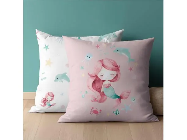 Poszewka bawełniana 40x40 syrenka na pastelowym tle dla dzieci