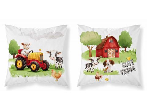 Poszewka bawełniana 40x40 owieczka na traktorze dla dzieci