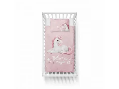Pościel z bawełny 90x120 + 40x60 jednorożec na morelowym tle dla dzieci do łóżeczka 5517 b Pościel z bawełny 90x120 + 40x60 jednorożec na morelowym tle dla dzieci do łóżeczka 5517 b