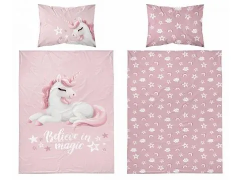 Pościel z bawełny 90x120 + 40x60 jednorożec na morelowym tle dla dzieci do łóżeczka 5517 b Pościel z bawełny 90x120 + 40x60 jednorożec na morelowym tle dla dzieci do łóżeczka 5517 b