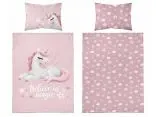 Pościel z bawełny 90x120 + 40x60 jednorożec na morelowym tle dla dzieci do łóżeczka 5517 b