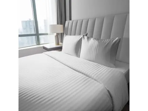 Pościel 220x200 +2/70x80 adamaszkowa pure biała pasek 1 cm adamaszek Pościel 220x200 +2/70x80 adamaszkowa pure biała pasek 1 cm adamaszek