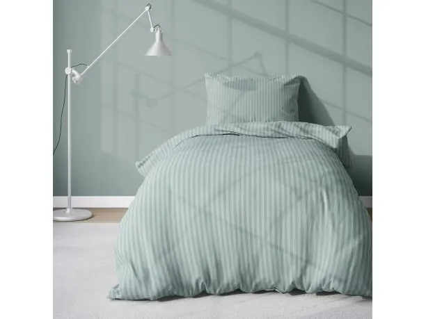 Pościel 140x200 +70x80 adamaszkowa pure miętowa pasek 1 cm adamaszek mięta