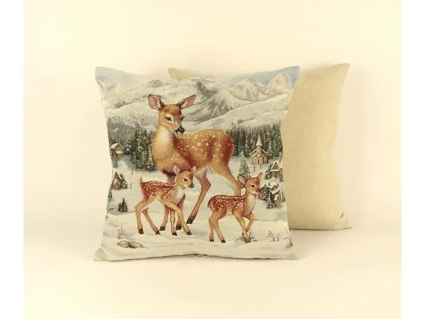 Poszewka świąteczna gobelinowa sarenki zimą nr. 427 SlodkieSny 45x45 cm gobelin