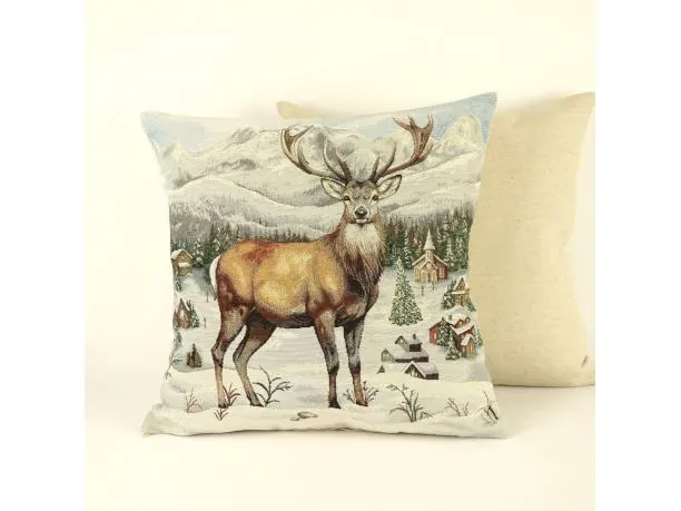 Poszewka świąteczna gobelinowa jeleń zimą nr. 428 SlodkieSny 45x45 cm gobelin